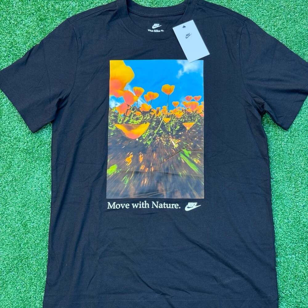 NIKE The Nike Tee Black T Shirt New With Tag “Move With Nature”